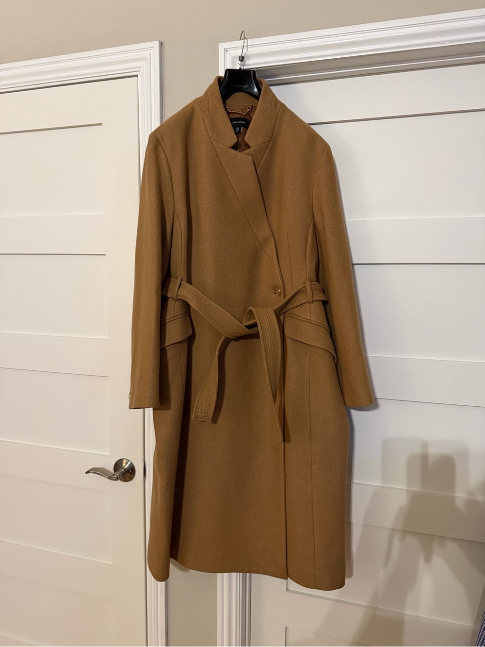 Karen Millen Italian Wool Cashmere Forever Notch Neck Mid Coat